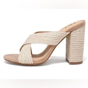 NIB Vici Palmer Criss Cross Heeled Sandal in Camel Sz 8.5 Cruise Vacay Yacht